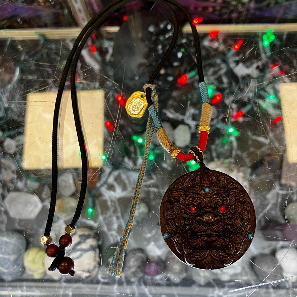 Intricate Brown Chinese Pendant Necklace